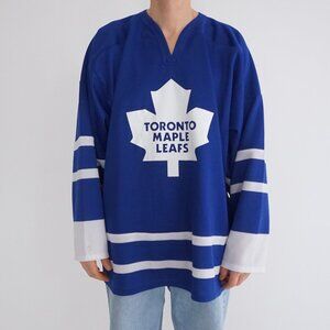 CCM Blue Toronto Maple Leafs Leaf Logo NHL Classic Home Hockey Jersey Shirt XL